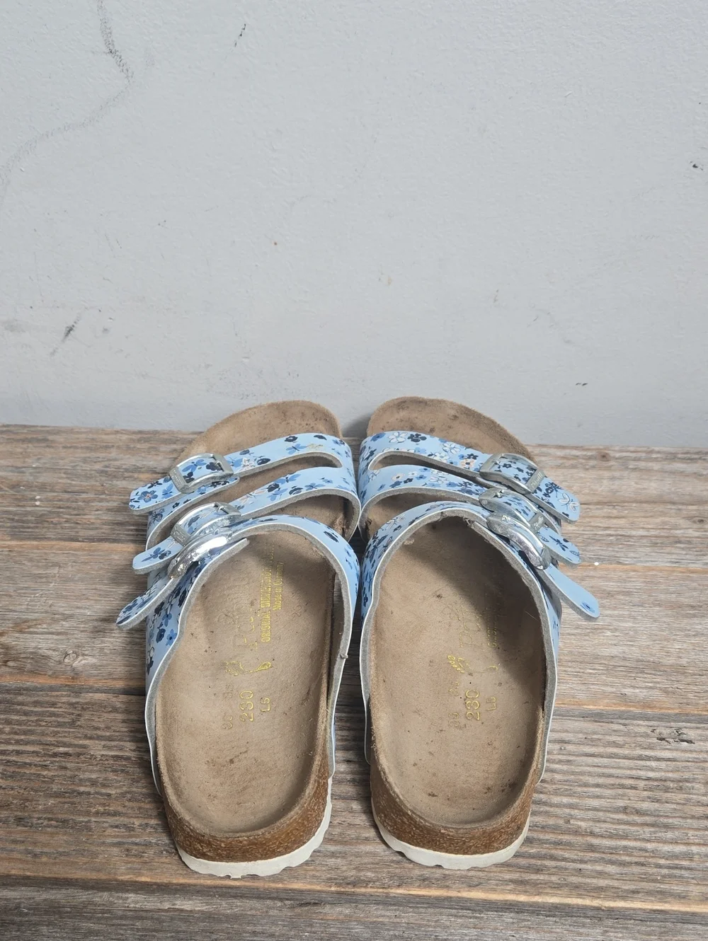 Papillio By Birkenstock Light Blue Floral Triple-Buckle Sandal